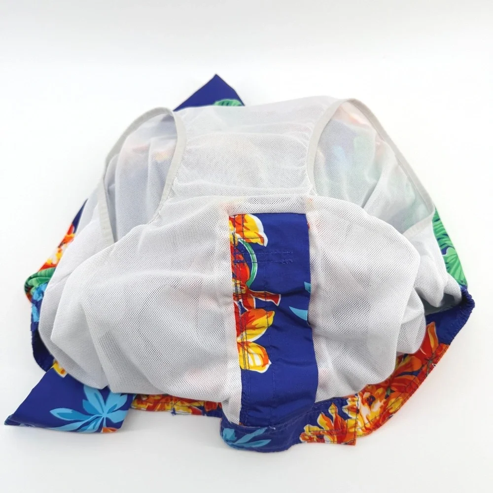 Polo Ralph Lauren Swim Trunks Mens M Blue Floral Tropical Hibiscus Beachwear